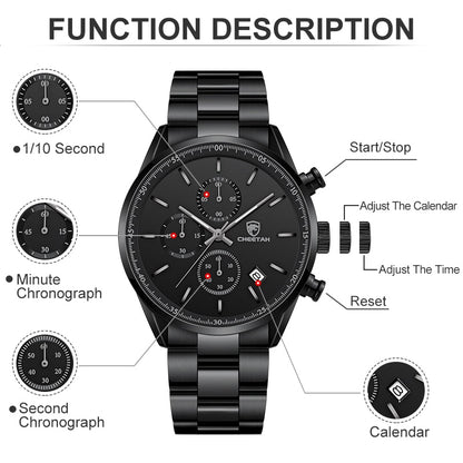 Watches for Men Brand Luxury Fashion Business Quartz Men’s Wristwatch Stainless Steel Waterproof Sports Clock