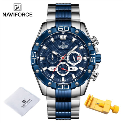 NAVIFORCE Fashion Watches For Men Luxury Original Classic Quartz Clock Analog Chronograph Sport Waterproof Steel Male WristWatch