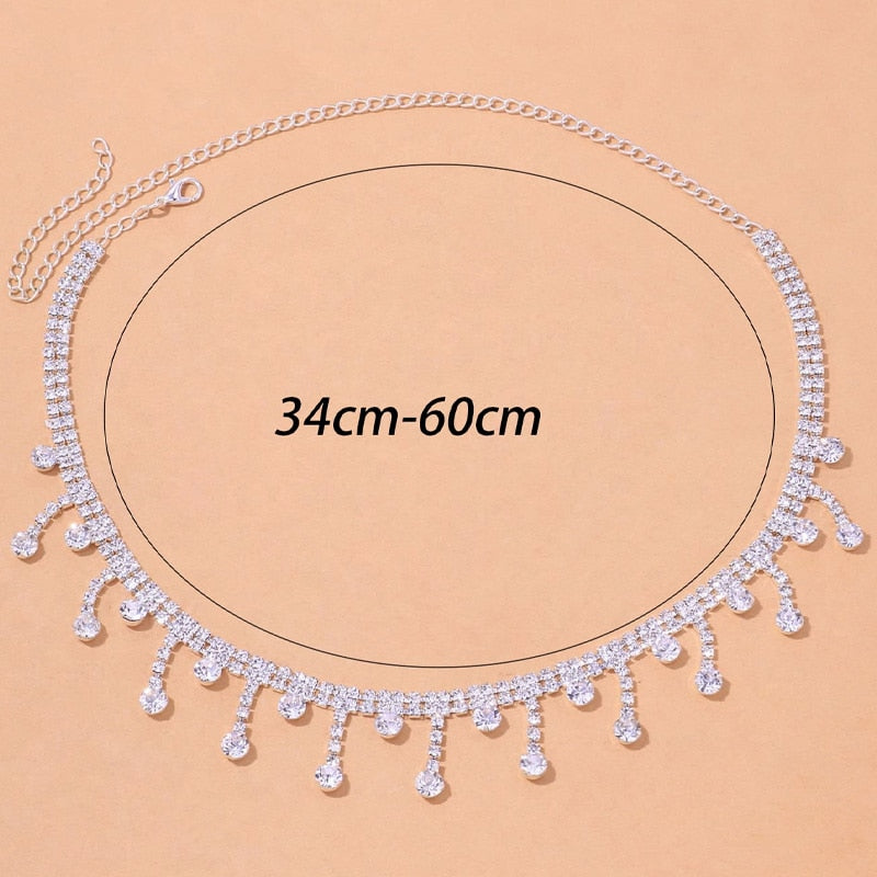 Stonefans Fashion Short Tassel Rhinestone Necklace Choker for Women Statement Water Drop Pendant Choker Collar Jewelry Gift