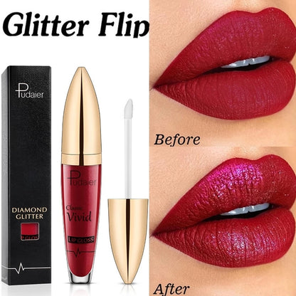 Matte Glitter Liquid Lipsticks Diamond Shiny Lip Gloss Waterproof Long Lasting Pearl Lipgloss