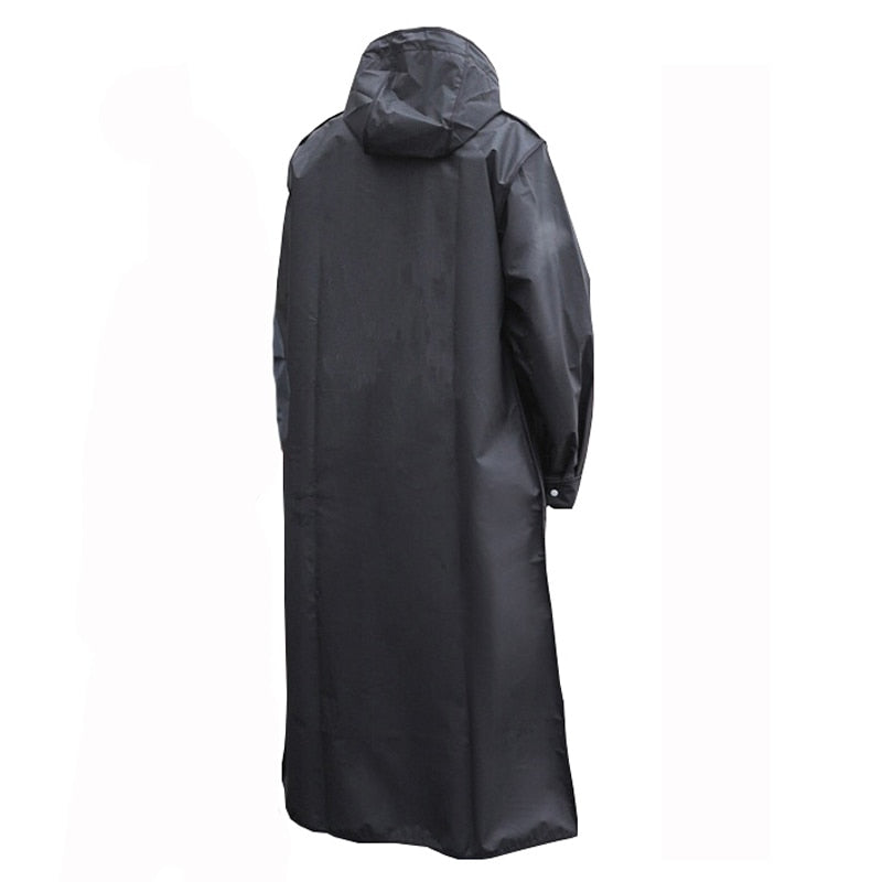 Fashionable Waterproof Long Raincoat Trench Coat for Adults Black Hooded Raincoat for Women and Men