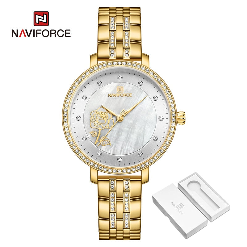 Stylish and Waterproof NAVIFORCE Rose Gold Watch for Women Clock Relogio Feminino