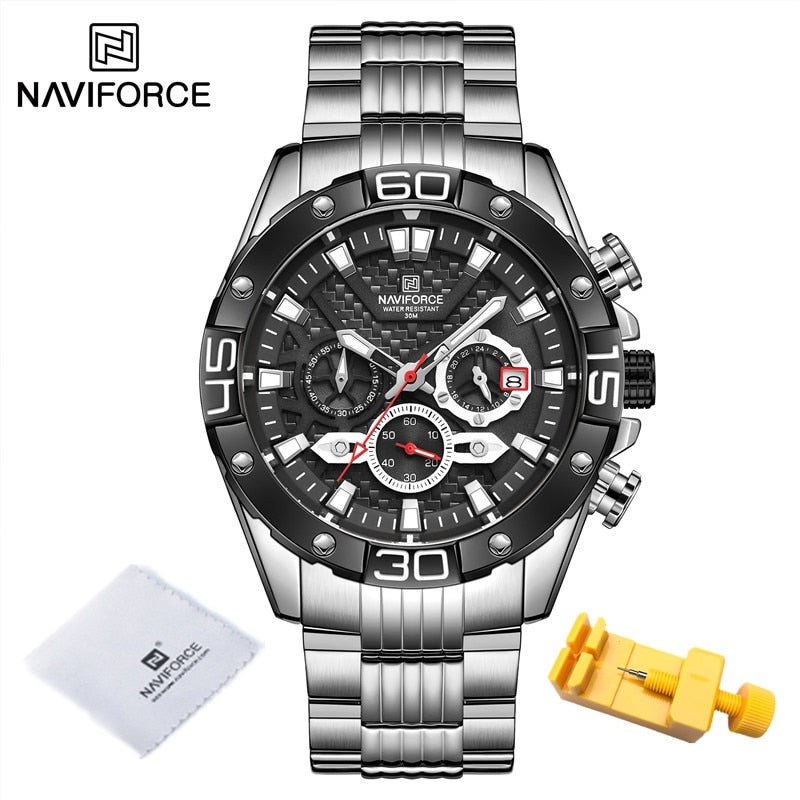 NAVIFORCE Fashion Watches For Men Luxury Original Classic Quartz Clock Analog Chronograph Sport Waterproof Steel Male WristWatch