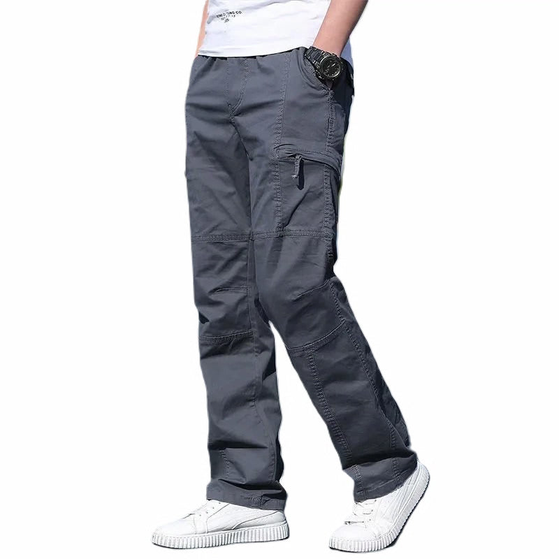 New Cargo Pants Men's Loose Straight Oversize Clothing Solid Grey Versatile Work Wear Black Joggers Cotton Casual Male Trousers