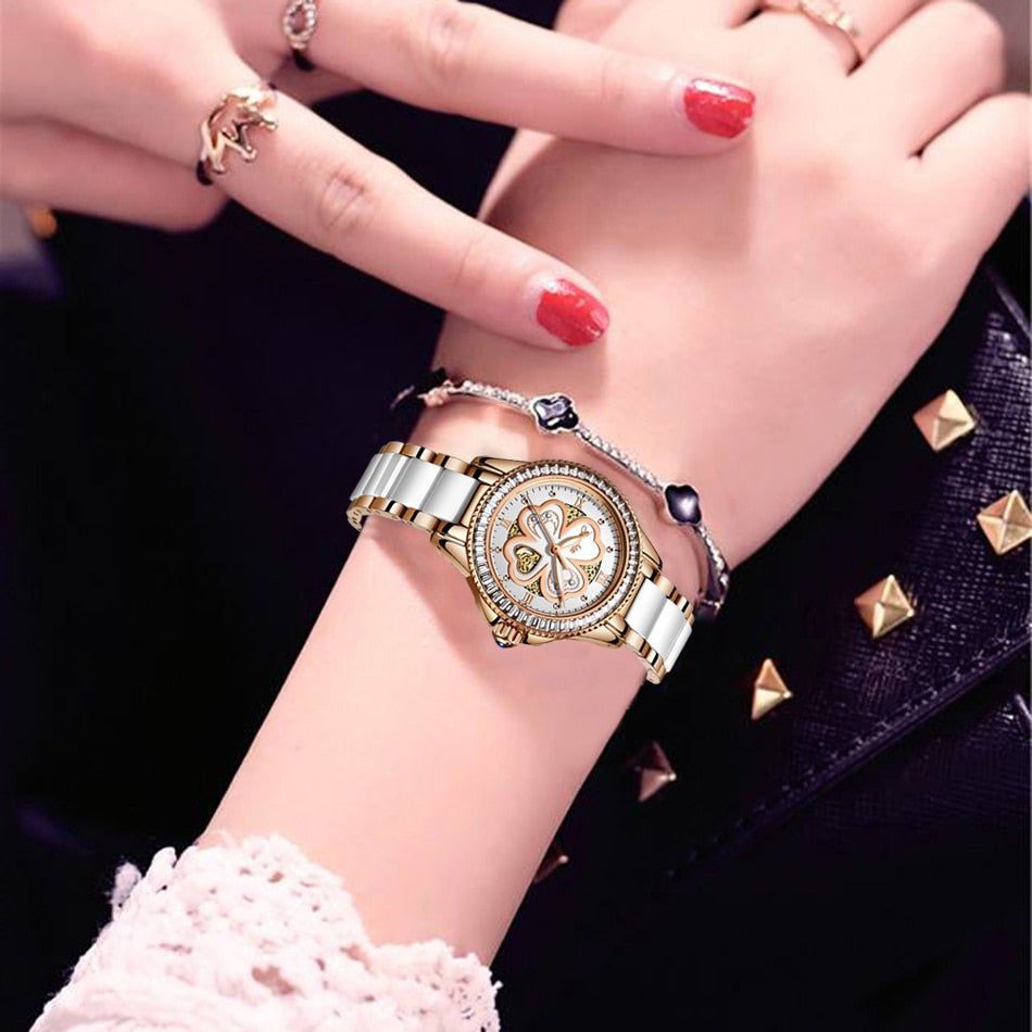 Luxury Brand Women's Quartz Ceramic Bracelet Wrist Watches Fashionable Gifts for Women