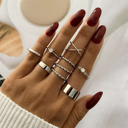 Bohemian Gold Color Chain Rings Set For Women Fashion Boho Coin Snake Moon Rings Party 2023 Trend Jewelry Gift