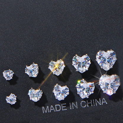 Cubic Zirconia Round Stud Earrings Set For Women Silver Color Crystal