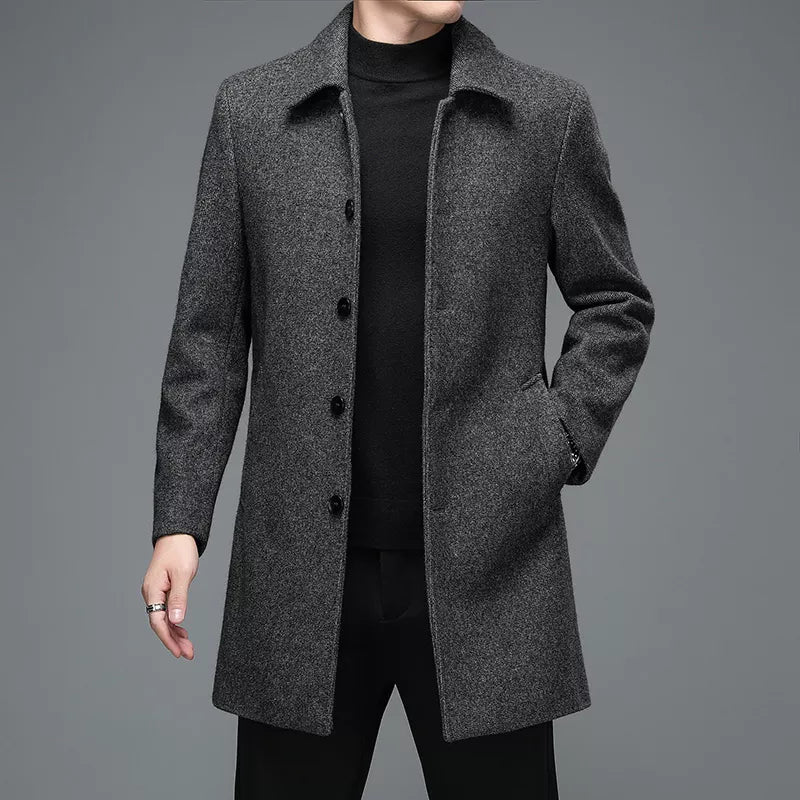 High-Quality Men's Winter Jackets and Coats Business Casual Woollen Trench Coats