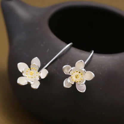 925 sterling silver Long Flower Earrings For Women Elegant Lady Prevent Allergy New Design Fashion Jewelry