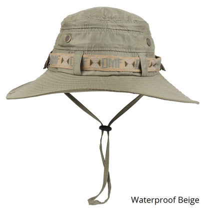 Summer Men Bucket Hat | Outdoor UV Protection Wide Brim Panama Safari Hunting Hiking Hat | Mesh Fisherman Hat Beach Sunscreen Cap