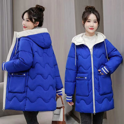 Barbour Trending Quilted Coat 2024 Winter Women's Jacket Coats Long Parkas, Hooded Overcoat with Down Cotton. Thick Warm Jackets for Casual Students. Windproof Trench Coat for Women