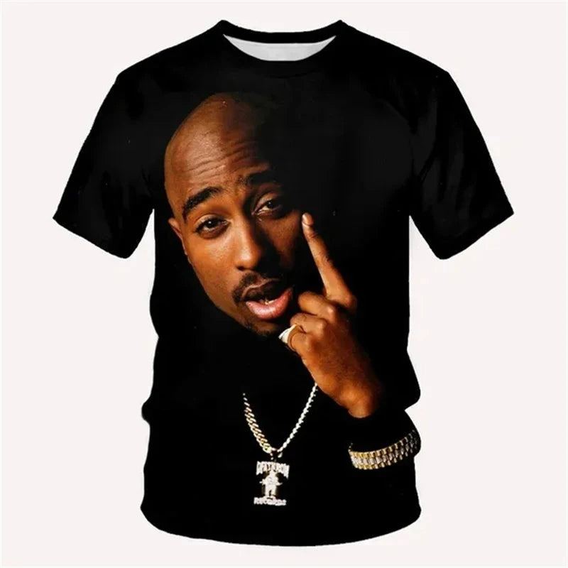 Rock Rapper 2pac T Shirts 3D Print Hip Hop Streetwear T-shirt