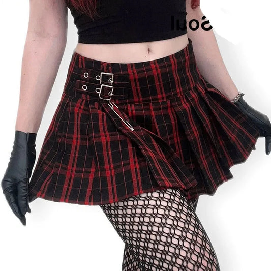 Gothic Mini Skirts Black High Waist Women Skirt 2023 New Y2k Style Harajuku Punk Goth Dark Grunge Streetwear Female Clothes