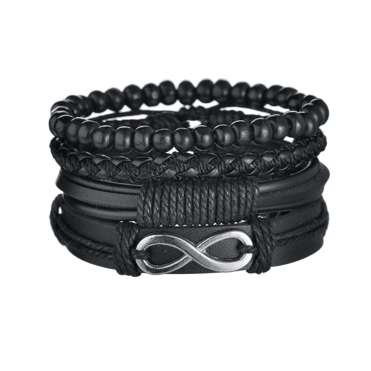 3/4Pcs/ Set Braided Wrap Leather Bracelet for Men