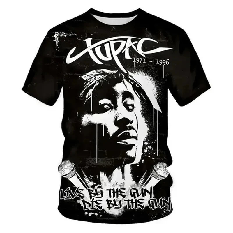 Rock Rapper 2pac T Shirts 3D Print Hip Hop Streetwear T-shirt