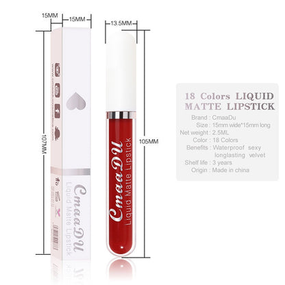 Velvet Matte Lip Gloss Sexy, Long Lasting, Non-stick Cup, Waterproof - Women's Beauty Makeup in Red shade