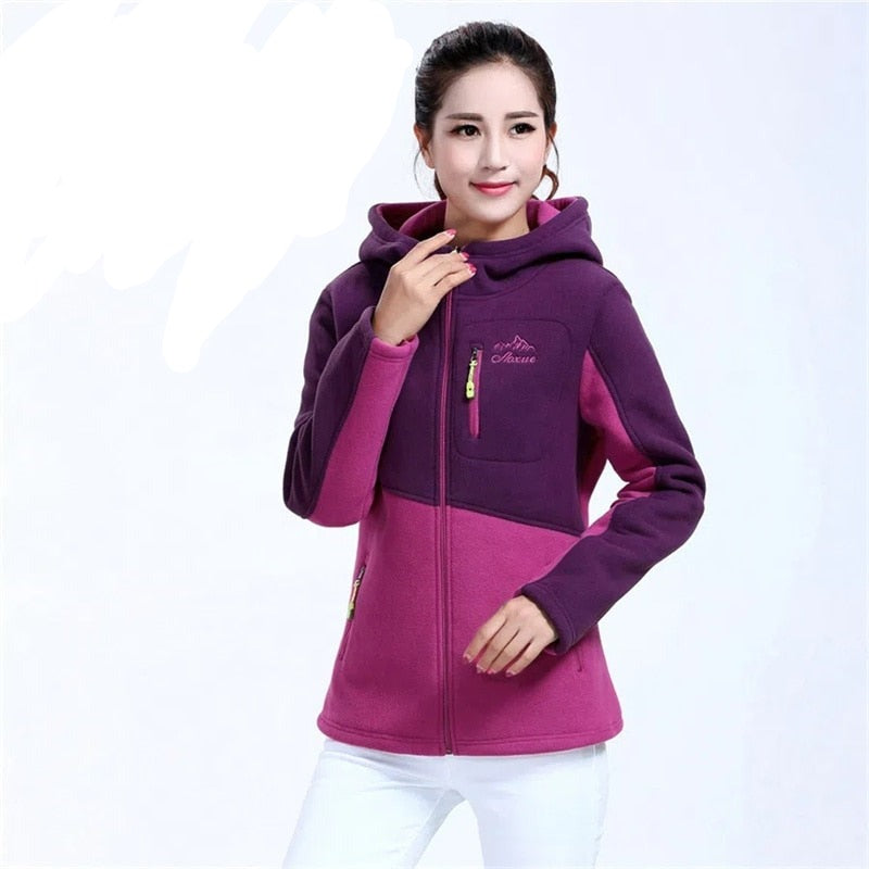 Women's Thickened Plush Fleece Coat Loose Zip Embroidered Jacket