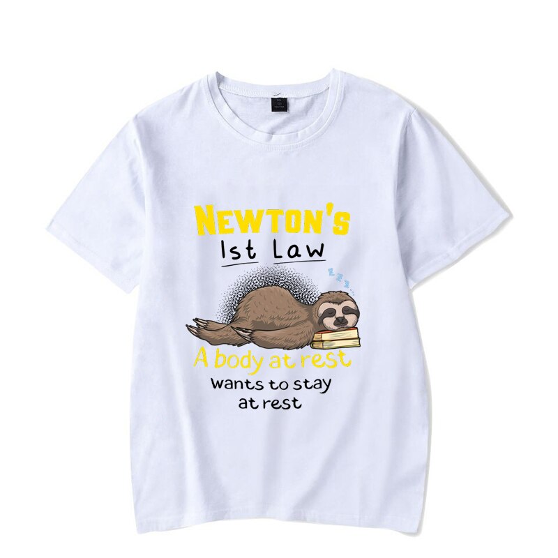 Summer Outfits Men Streetwear Funny Physics Joke Sloth 3D Print T-shirt Clothes Black Male T-shirts  Mens Unisex T Shirt