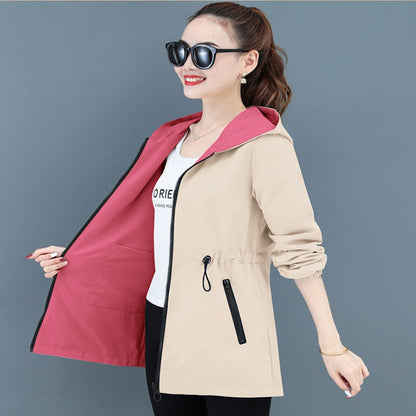 New Women's Trench Coat  Double-Sided Mid-Length Windbreaker - Korean Spring and Autumn Loose Oversize 4XL Jacket Top