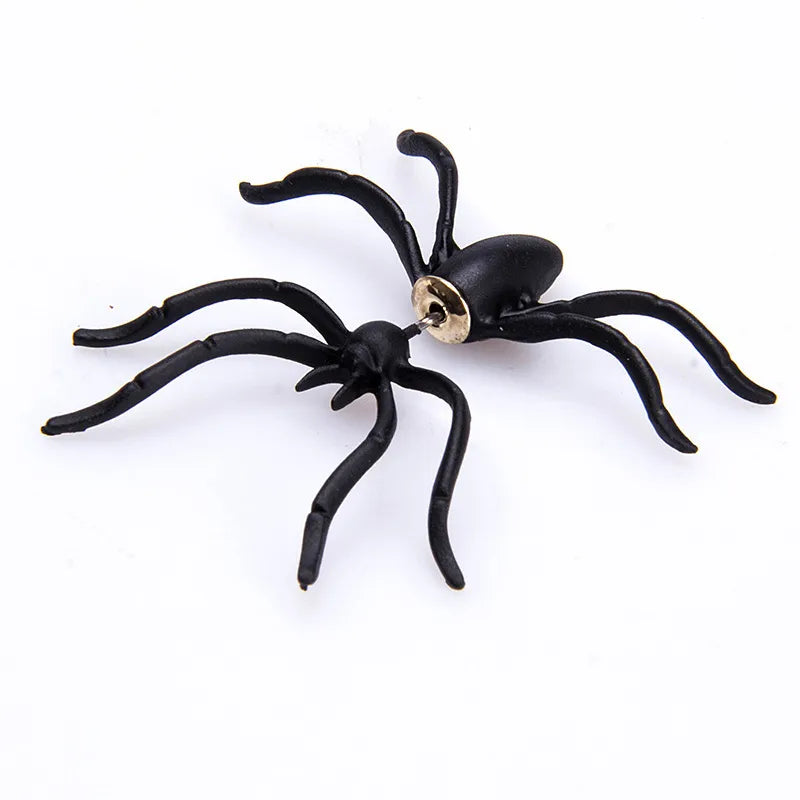 Halloween Funny Spider Stud Earrings Woman 3D Creepy Black Spider Ear Stud Earrings Halloween Costumes Party DIY Decoration