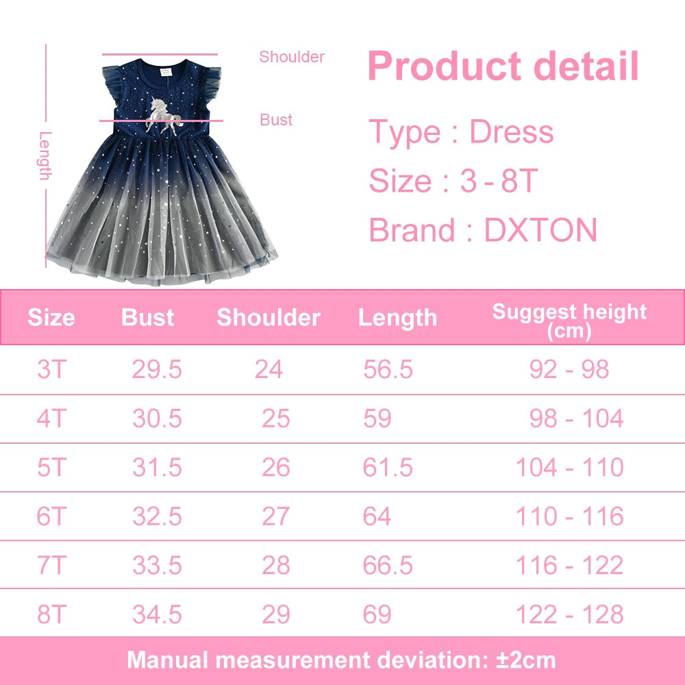 Girls Clothes for Summer Princess Dresses Kids Flare Sleeve Unicorn Print Dress Girls Party Dresses