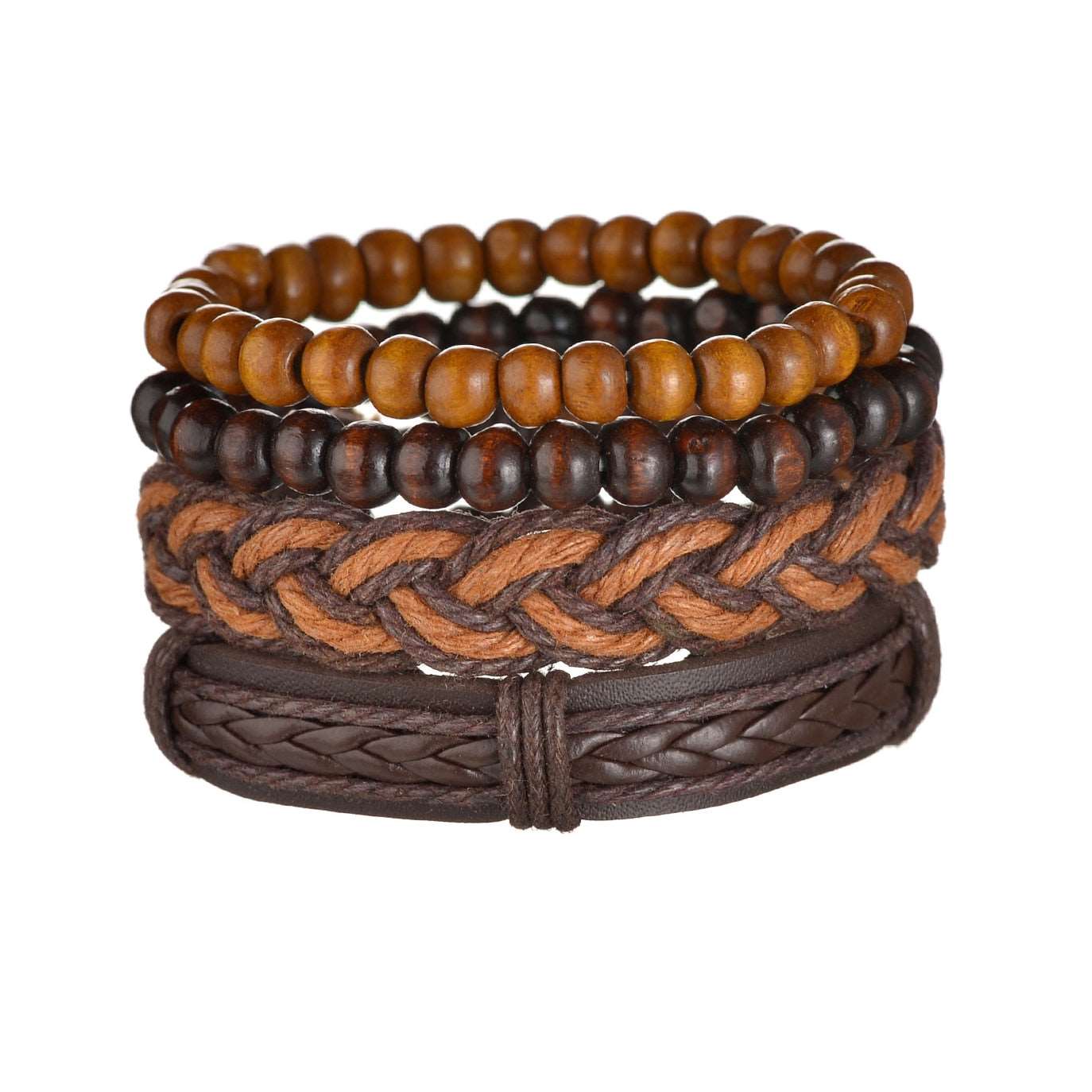 3/4Pcs/ Set Braided Wrap Leather Bracelet for Men