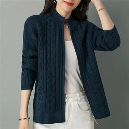 New Style Women's Knitted Zipper Cardigan Jacket