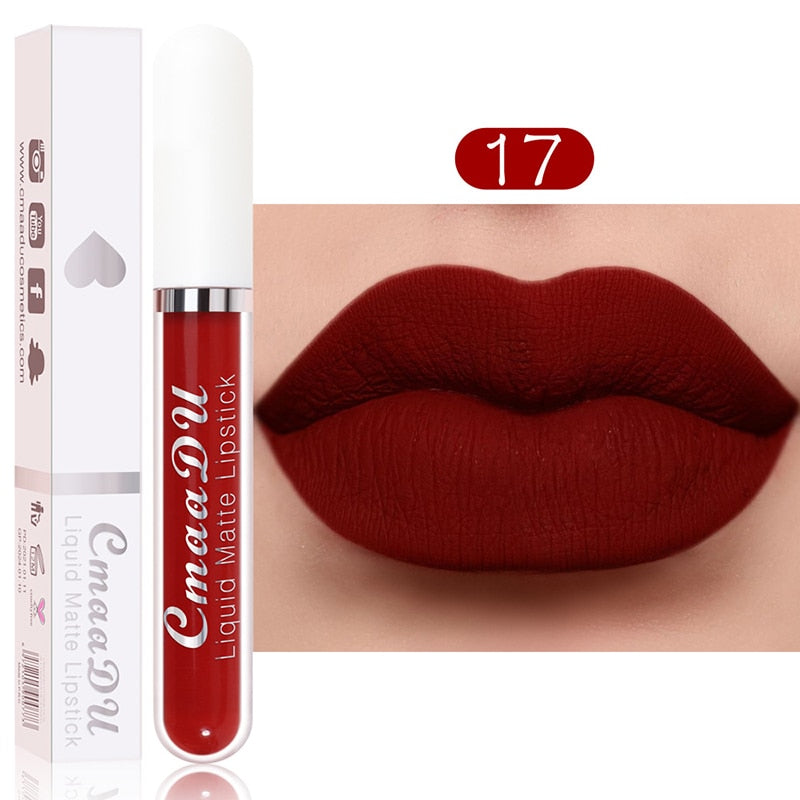 Velvet Matte Lip Gloss Sexy, Long Lasting, Non-stick Cup, Waterproof - Women's Beauty Makeup in Red shade