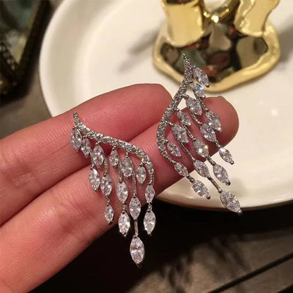 Luxury Trendy Marquise Flower Full Mirco Paved Crystal Zircon Naija Wedding Drop Earring 