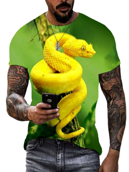 Animal Python Pattern 3D Printed Summer Men's T-shirt