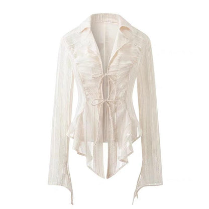 Step into the Enchanting World of Fairycore with our Lace Up Women Blouse