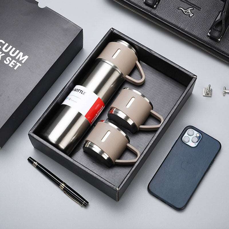 3 In 1 set of  Thermos Mug Leak_Proof Travel Thermo Cup for Tea Water Coffee  500ML Gift Set