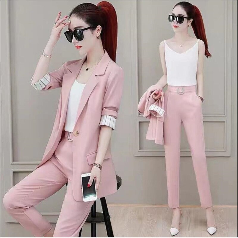 Modern Elegance Women Three-Piece Fashion office Suit Set - Professional Wear with a Touch of Korean Sophistication