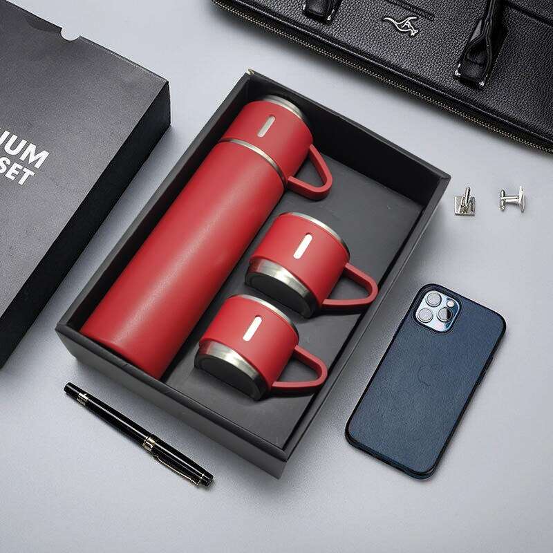 3 In 1 set of  Thermos Mug Leak_Proof Travel Thermo Cup for Tea Water Coffee  500ML Gift Set