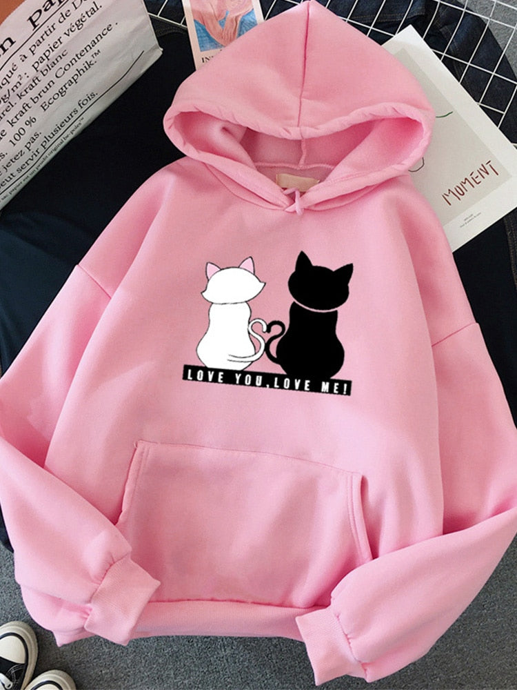 Harajuku Hoodie: Streetwear Hoodies for Women with Cute Cat Print - Autumn Long Sleeve Sweatshirt for a sudadera mujer style