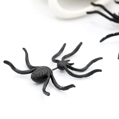 Halloween Funny Spider Stud Earrings Woman 3D Creepy Black Spider Ear Stud Earrings Halloween Costumes Party DIY Decoration