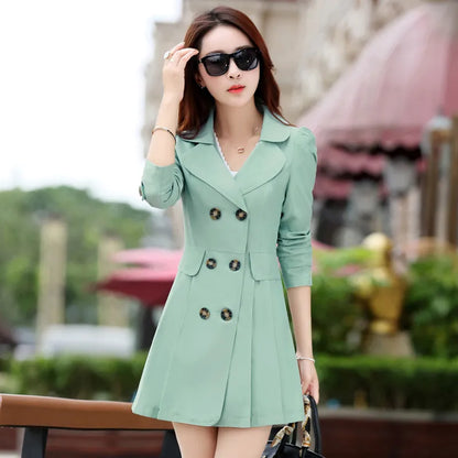 Women's Trench Coat Double-Breasted Waterproof Jacket with Lace. Autumn Casual Coats, Windbreaker Outwear, and Raincoat Streetwear