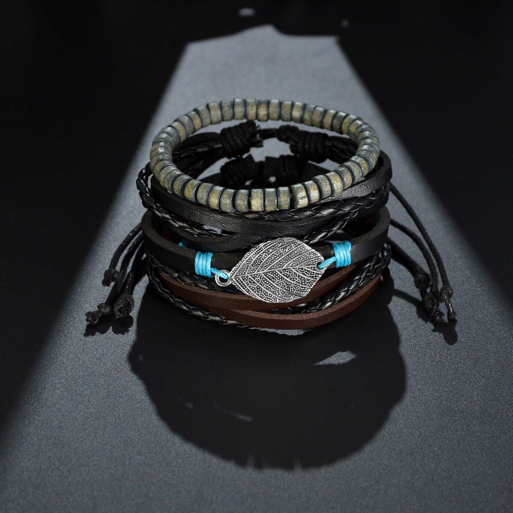 3/4Pcs/ Set Braided Wrap Leather Bracelet for Men