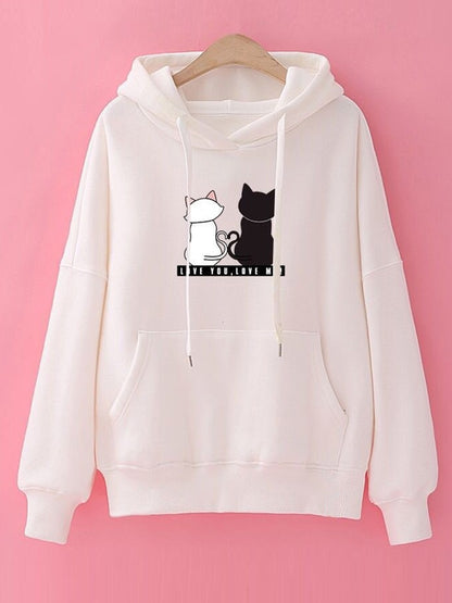 Harajuku Hoodie: Streetwear Hoodies for Women with Cute Cat Print - Autumn Long Sleeve Sweatshirt for a sudadera mujer style