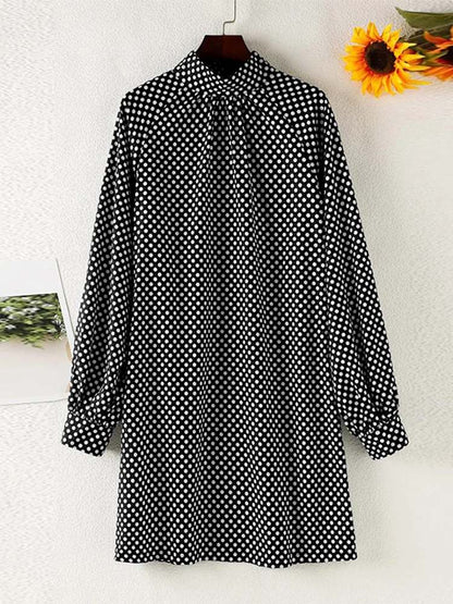 Bohemian Summer Dress Women's Puff Sleeve Polka Dot Knee-Length Sundress