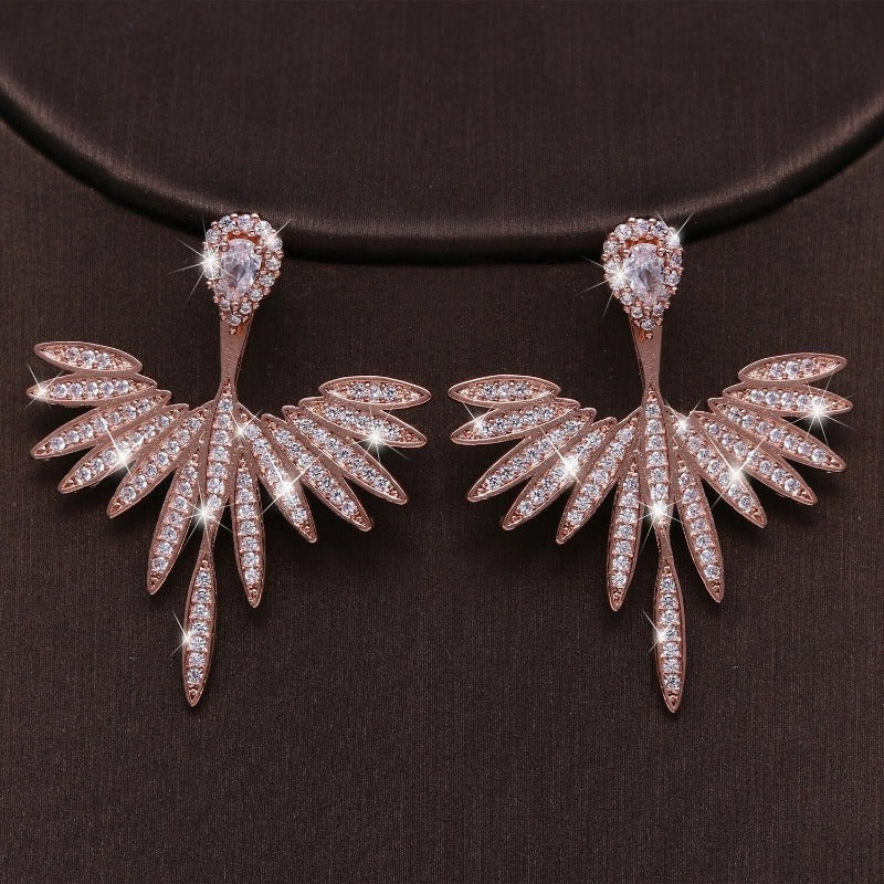 Luxury Trendy Marquise Flower Full Mirco Paved Crystal Zircon Naija Wedding Drop Earring Fashion Party Bridal Jewelry