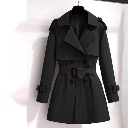 Women Vintage Elegant Clothes Trench Coat All-match Elegant Fashion Double Breasted Loose Street Short Jacke