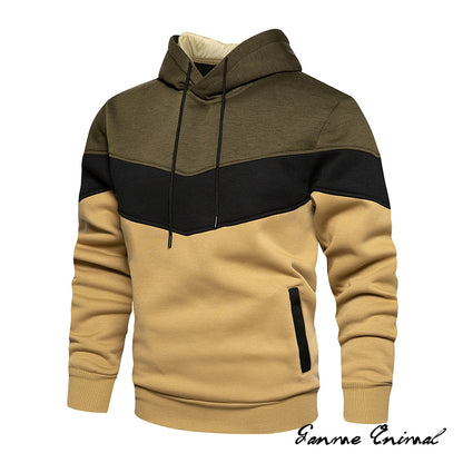 Casual Streetwear Style Men's Autumn Winter Patchwork Hoodies and Sportswear Sweatshirts for Warmth and Comfort