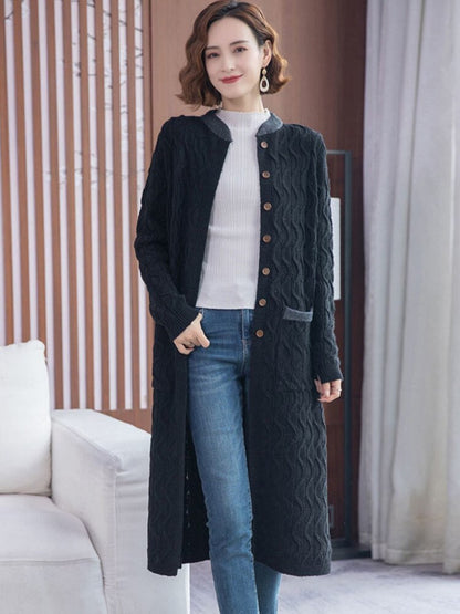 New Fashion Korean Style Long All-match Streetwear Coat Top Casual Single-breasted Women's Sweater Long Sleeve