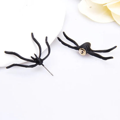 Halloween Funny Spider Stud Earrings Woman 3D Creepy Black Spider Ear Stud Earrings Halloween Costumes Party DIY Decoration