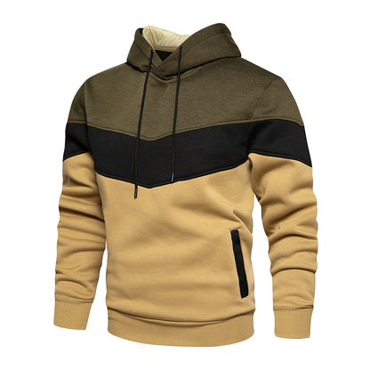 Casual Streetwear Style Men's Autumn Winter Patchwork Hoodies and Sportswear Sweatshirts for Warmth and Comfort