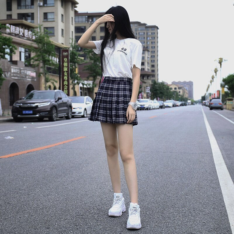 Women Harajuku Skirt Pleat Skirt Preppy Style Plaid Skirts Mini Cute Japanese School Uniforms Ladies Jupe Kawaii Skirt Harajuku