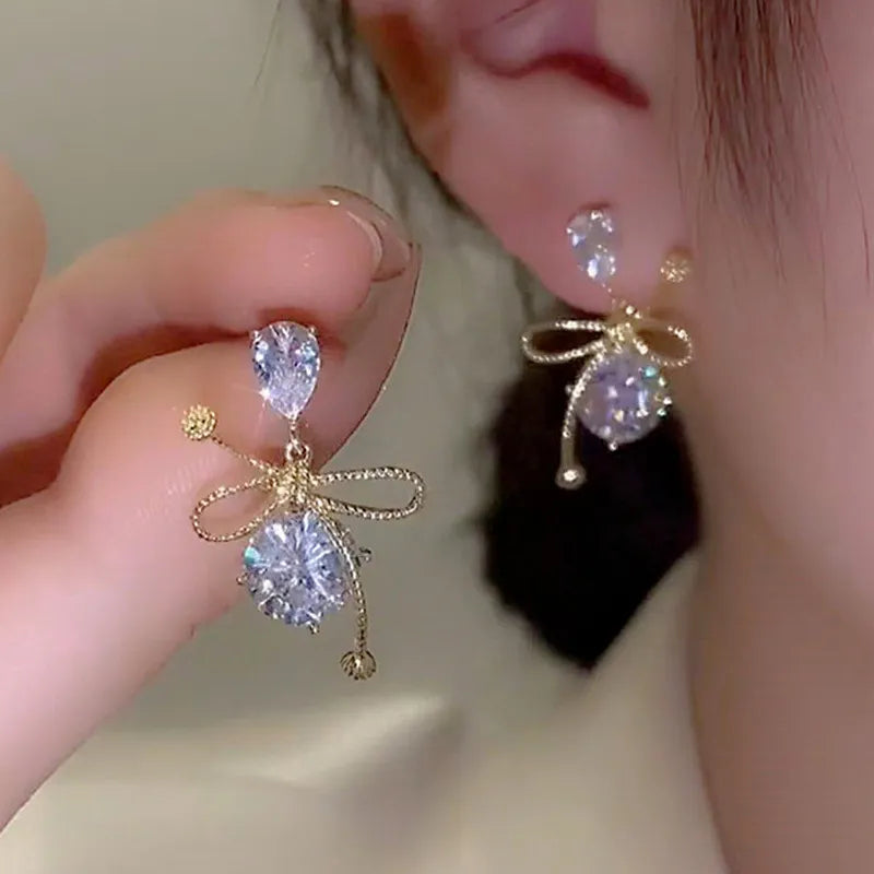 Zircon Earrings - Unique Design, Light Luxury, and Fashionable Trend for Women's Jewelry Parties