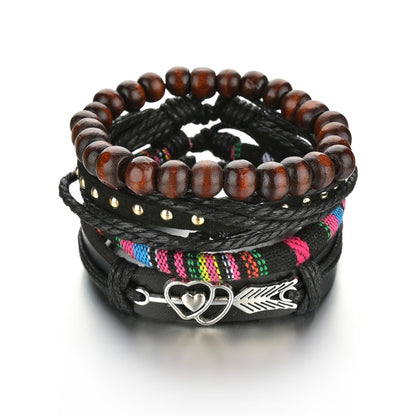 Braided Wrap Leather Bracelet for Men Vintage Life Tree