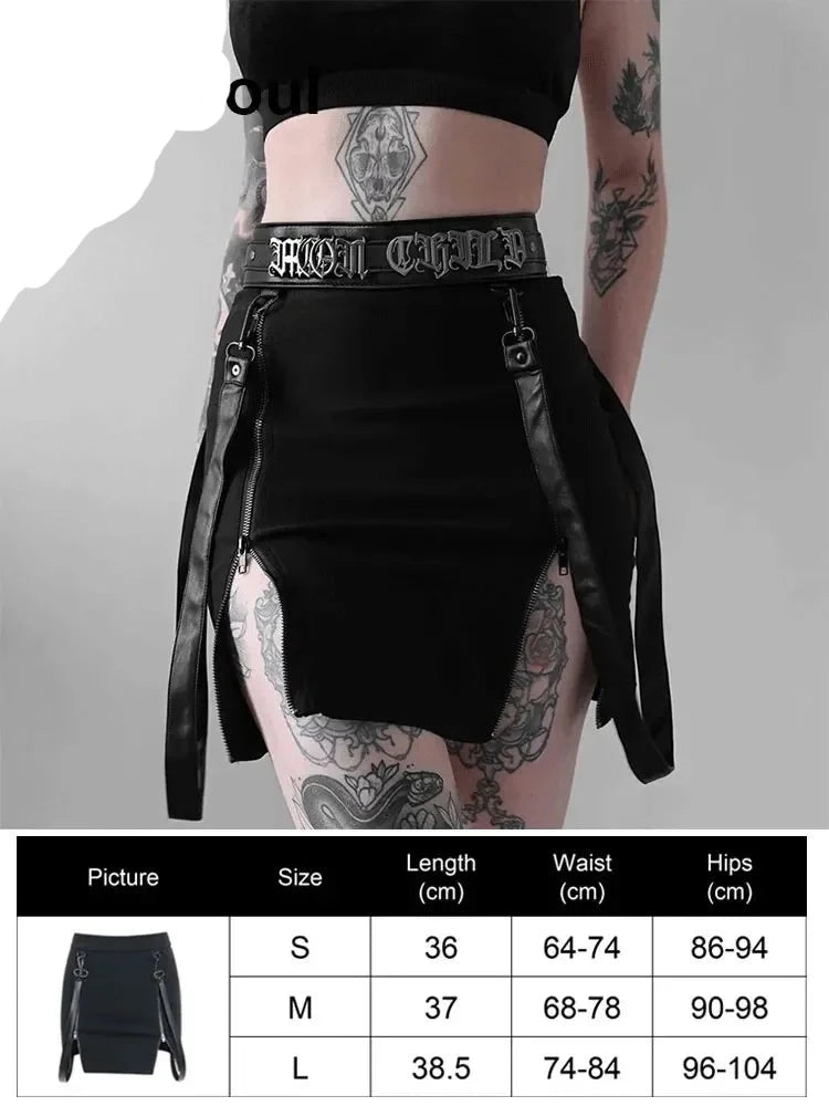  Black High Waist Women Skirt 2023 New Y2k Style Harajuku Punk Goth Dark Grunge Streetwear Female Clothe